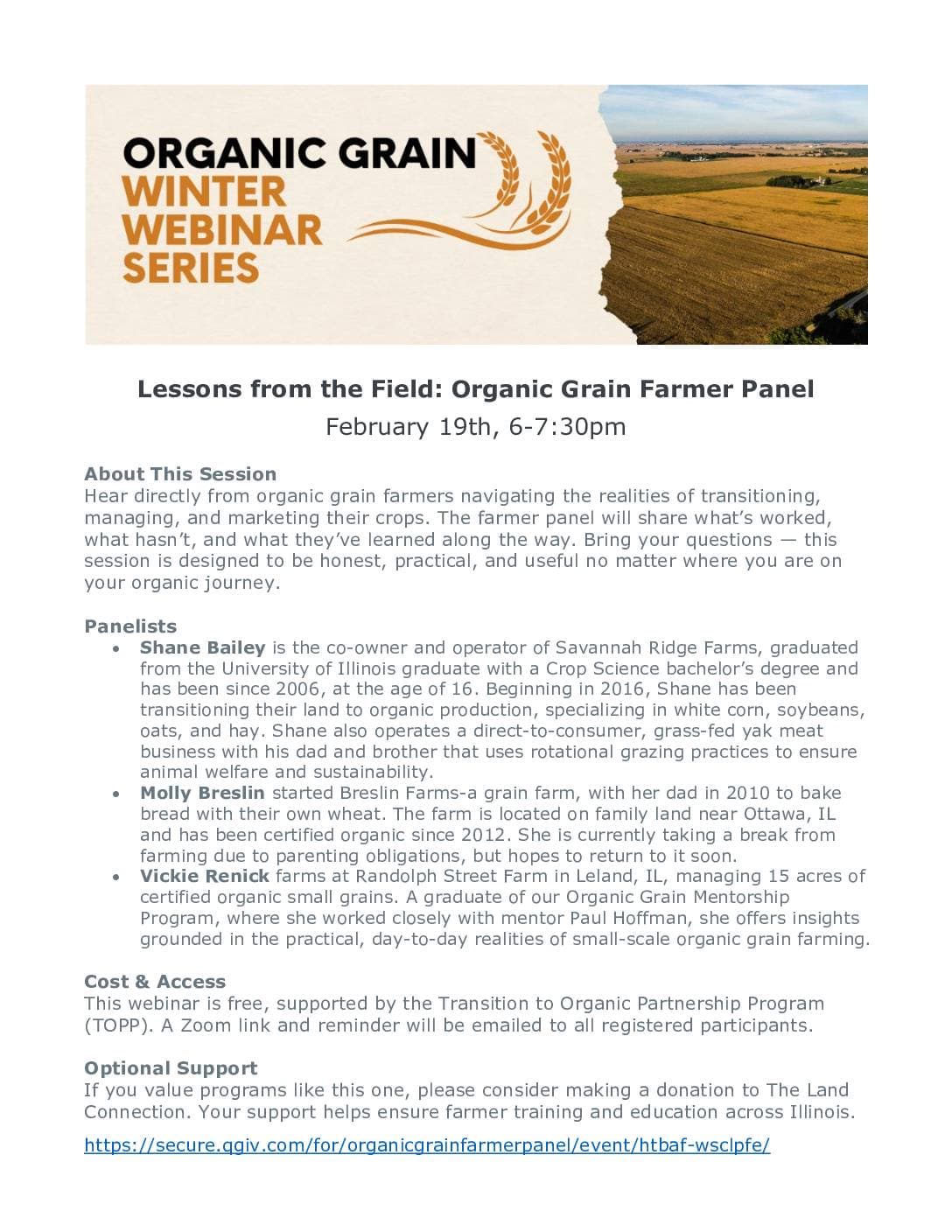 Webinar: Lessons from the Field — Organic Grain Farmer Panel