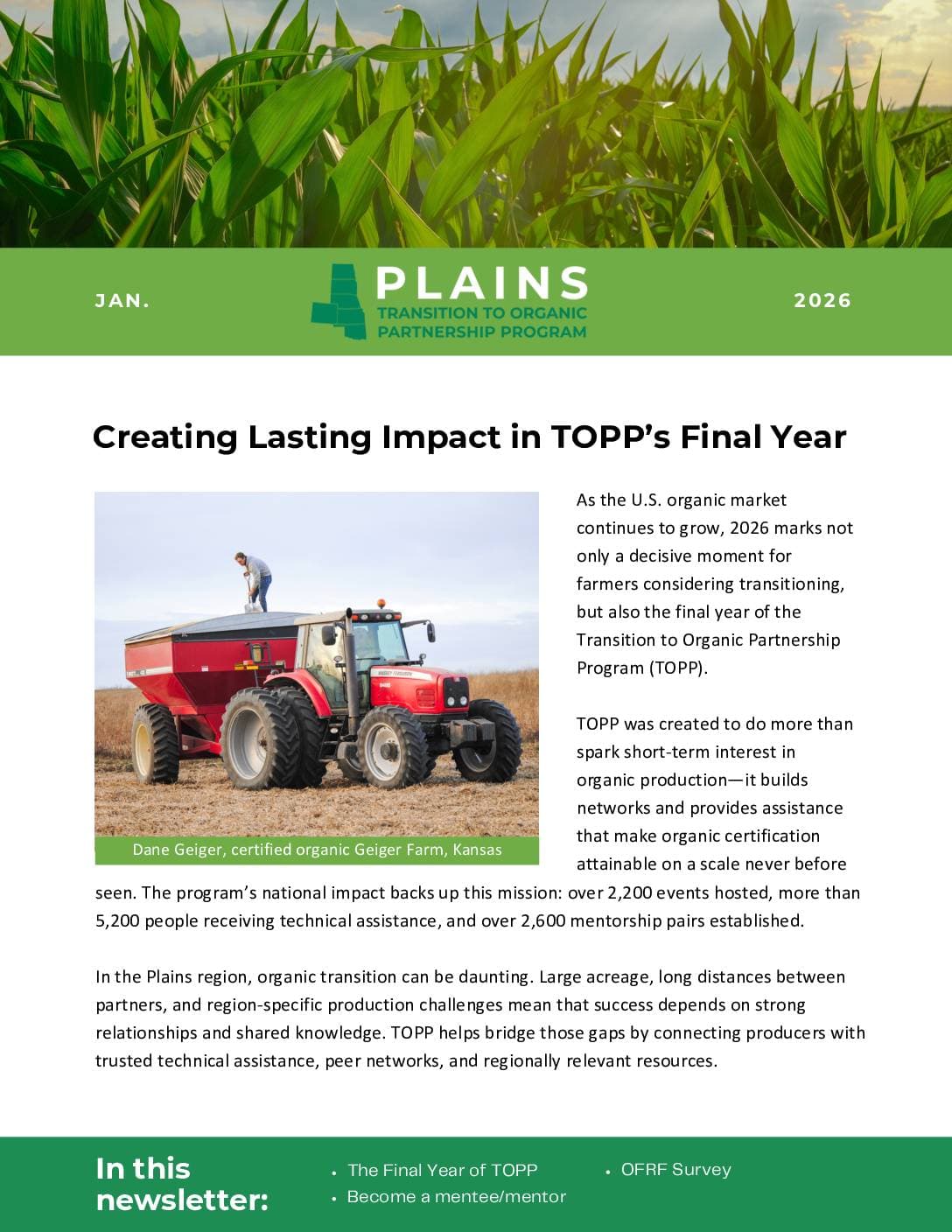Plains TOPP January 2026 Newsletter